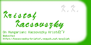 kristof kacsovszky business card